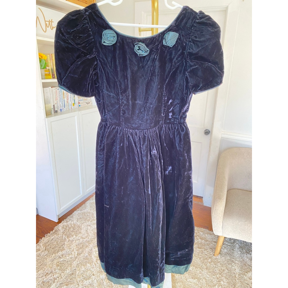Y O U Babes Vintage Velvet Dress Girls Castlecore Formal Winter Wedding Heirloom - Picture 2 of 9